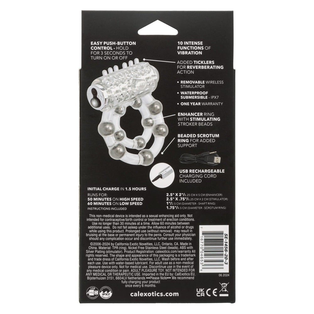 Maximus Waterproof Enhancement Ring with 10 Stroker Beads – Flexible TPR Cock Ring > Cock Ring > Vibrating