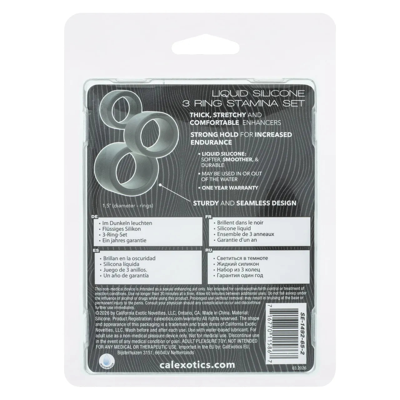 Alpha Stamina Set Black 3 Pack Liquid Silicone Ring > Cock Ring > Sets