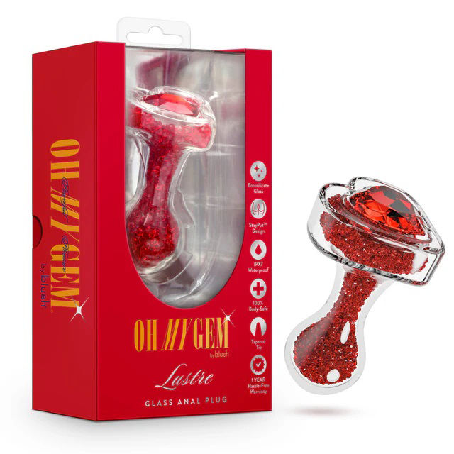 Oh My Gem Prestige Blue Glass Anal Plug Luxury Intimate Toy Red > Sex Toys > Glass