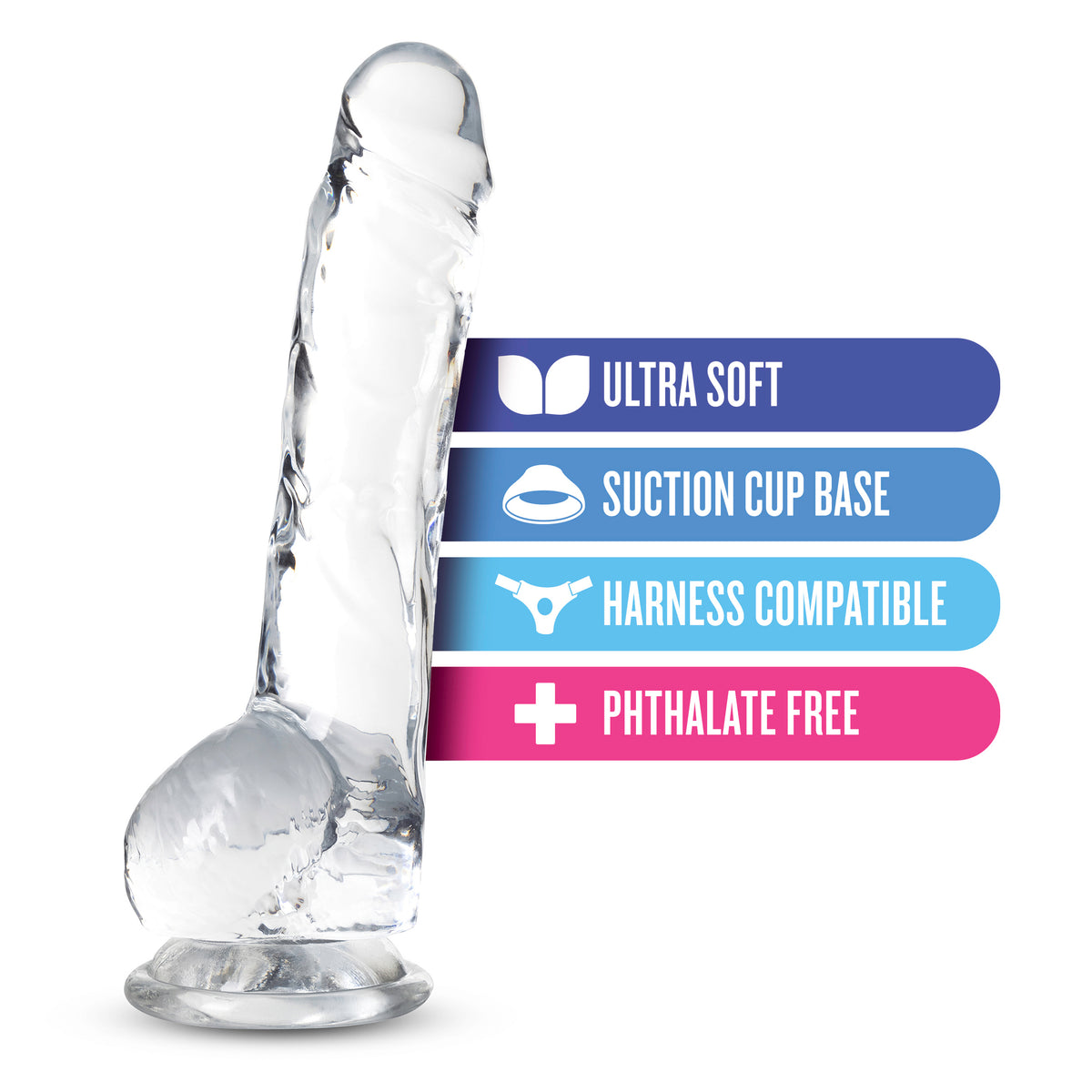 Naturally Yours 8 Inch Crystaline Dildo Diamond Clear > Dildos > Realistic Dildos