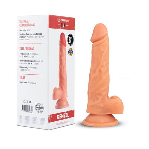 Raw Realistic Denzel Dildo Light Tone with Suction Base Beige Dongs Realistic
