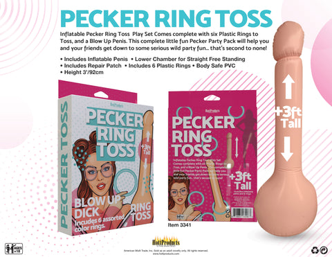 Inflatable Pecker Ring Toss Game Set for Adult Party Fun Beige Bachelor & Bachelorette Items