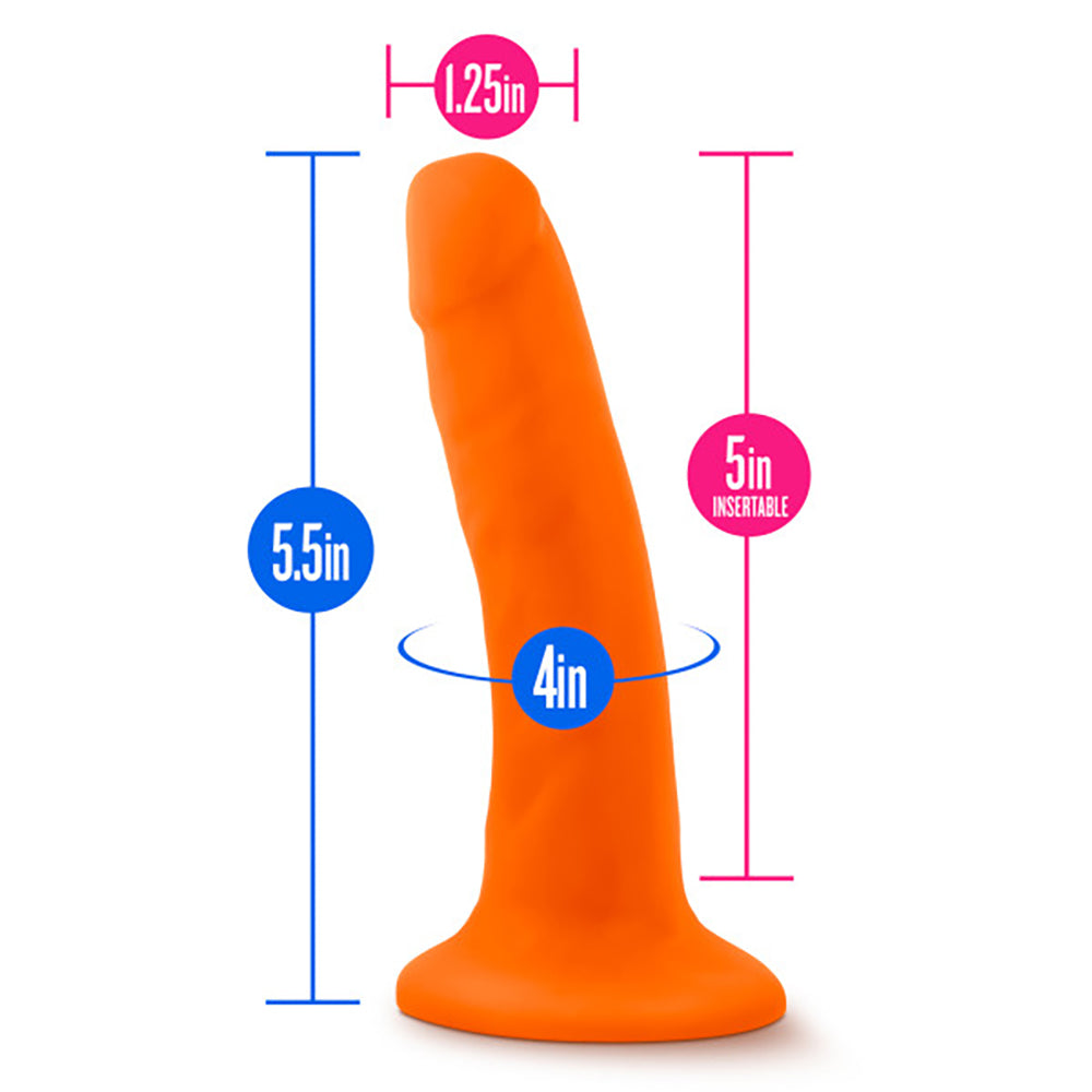 Neo Dual Density Cock 6 Inch Neon Orange Vibrator DONGS