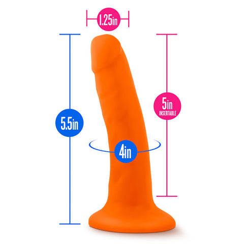 Neo Dual Density Cock 6 Inch Neon Orange Vibrator DONGS