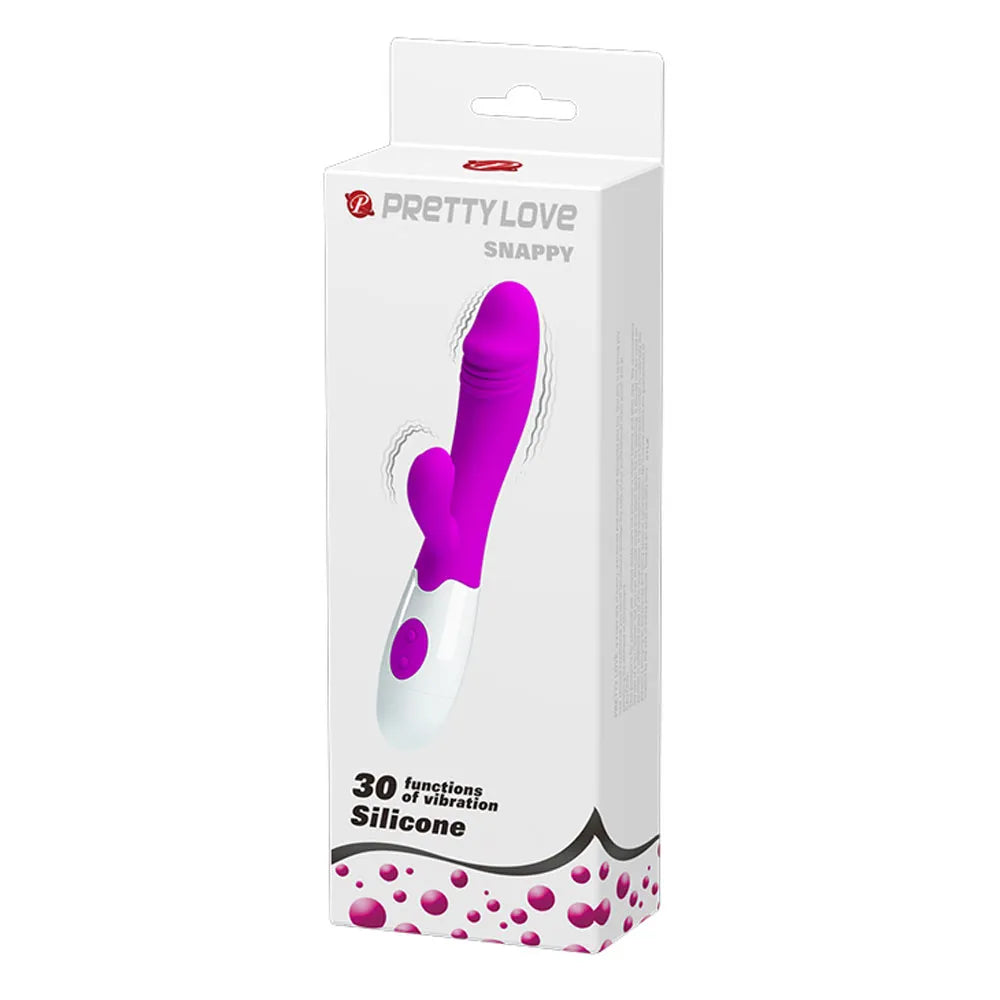 Pretty Love Snappy – 30 Function Silicone Dual Rabbit Vibrator 19.5cm overall Length > Vibrators > Ladies > Rabbit