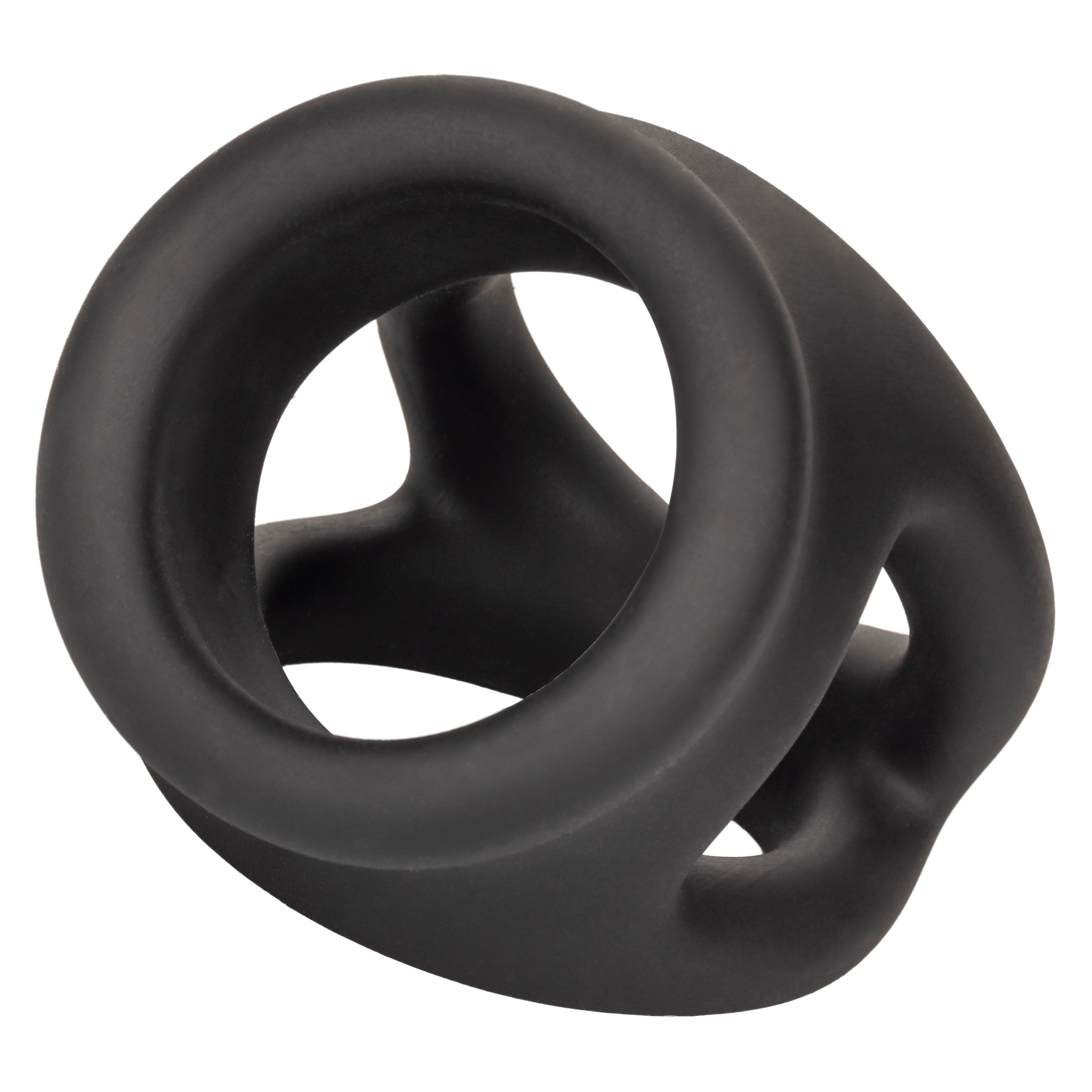 Alpha Liquid Silicone Dual Cage and Ring Black Stretchy Enhancer Cock Ring