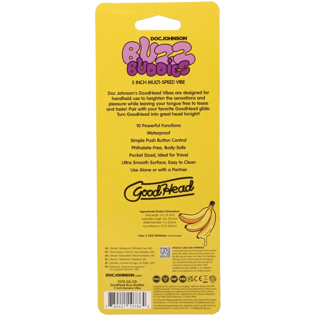 Goodhead Buzz Buddies - Waterproof Multi-Speed 5 Inch Vibrator