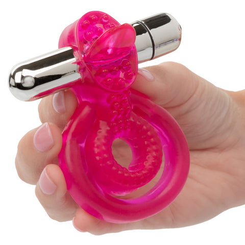 Dual Clit Flicker Vibrating Cockring with Removable Stimulator Cock Rings Vibrating