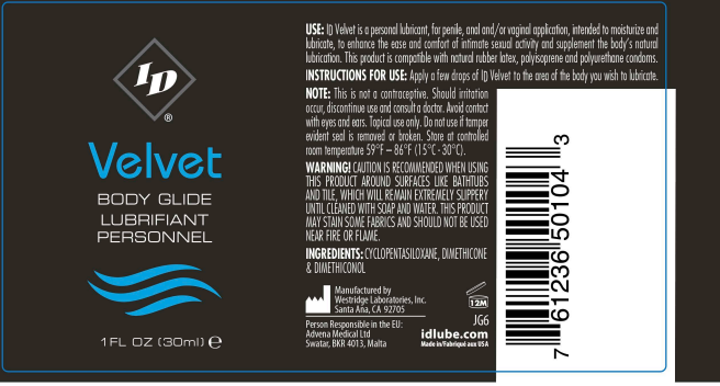 ID Velvet 1oz Silicone-Based Lubricant for Smooth and Pleasurable Intimacy Silicone Lubricant