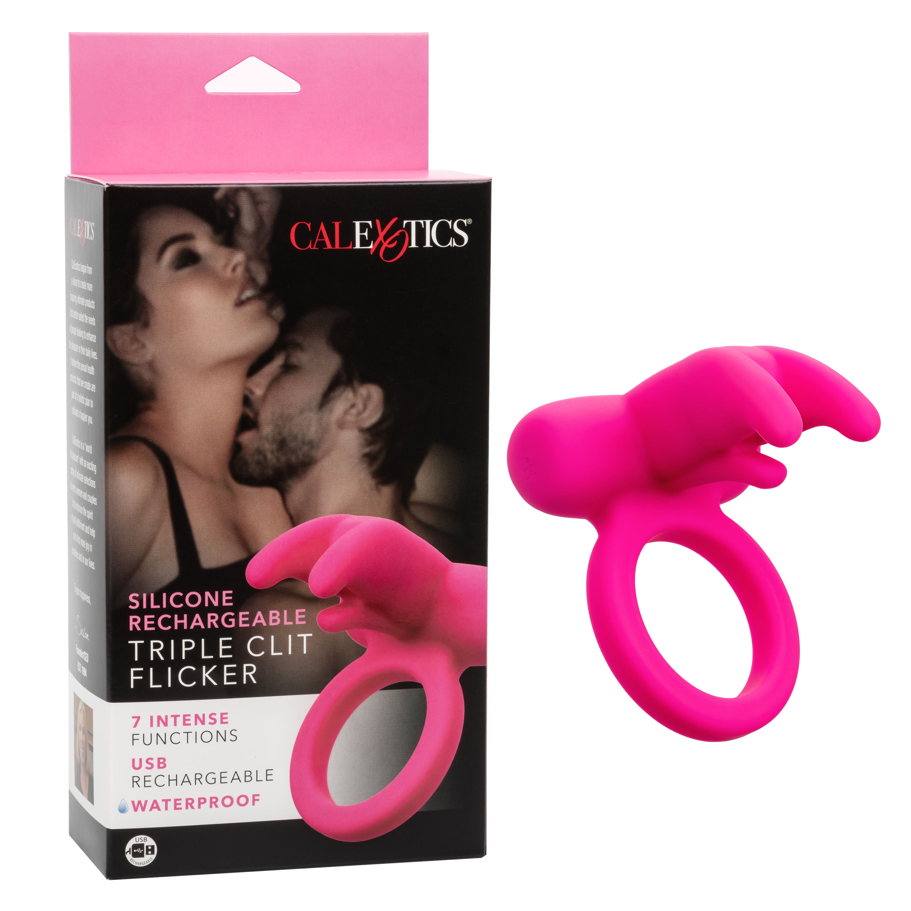 Silicone Rechargeable Triple Clit Flicker Vibrating Ring Cock Rings Vibrating