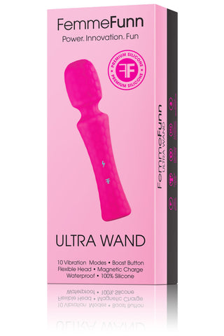 Ultra Wand (Pink) – Ergonomic Body Wand Vibrator with Flexible Head and 10 Vibration Modes Electric Massager