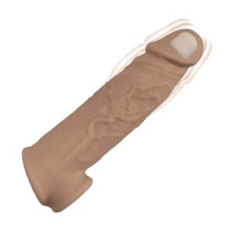 Natural Realskin Vibrating Penis Extender Sleeve Brown 7.6cm SLEEVES