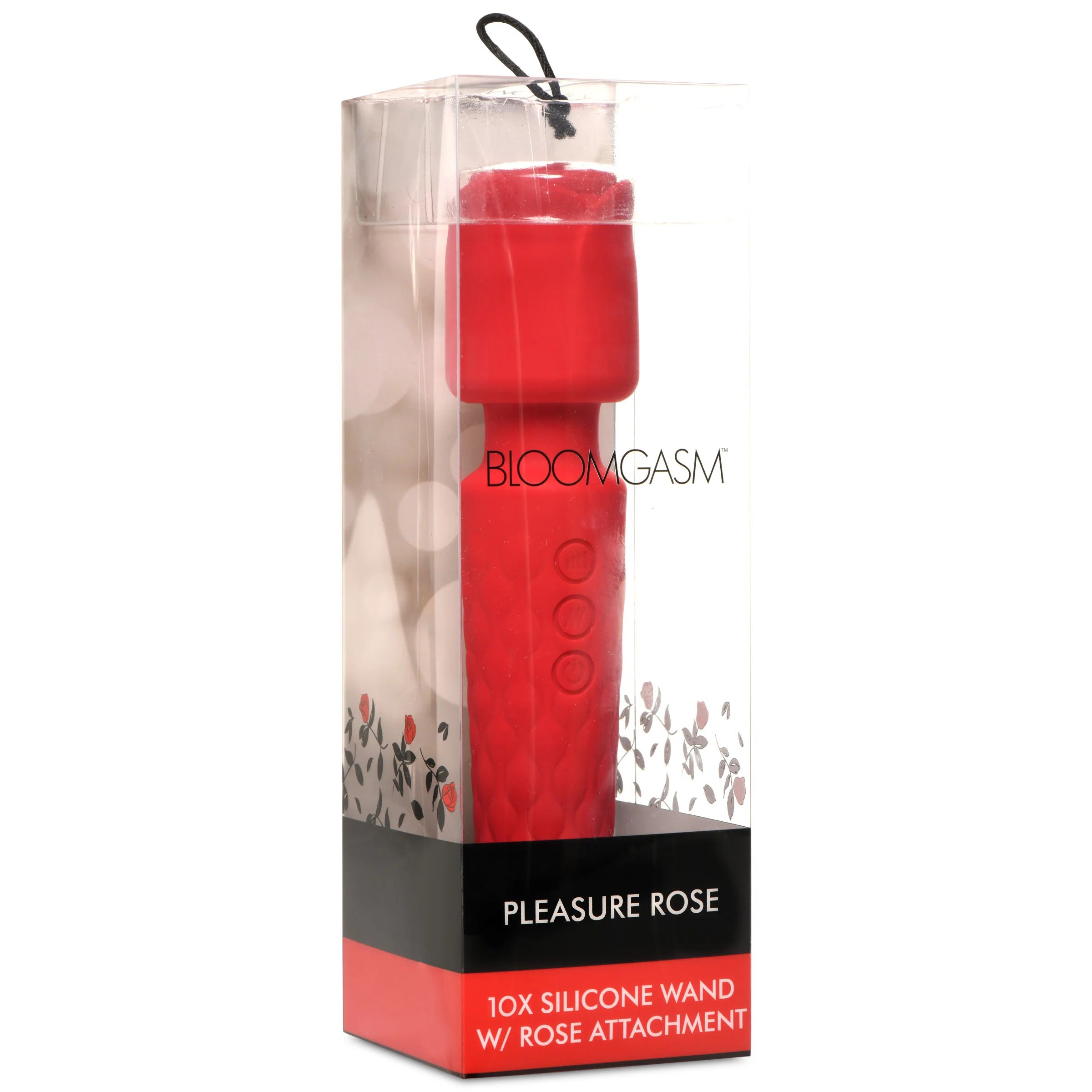 Pleasure Rose Silicone Wand With Rose Attachment Red Adult Toy Rose Stimulators