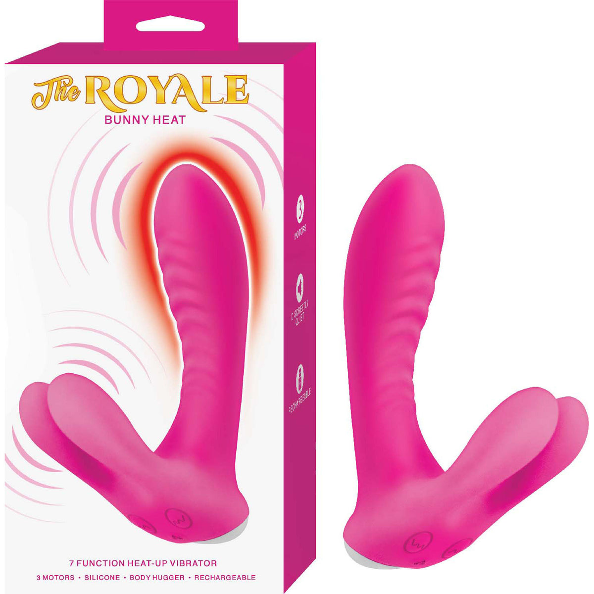 Royale Bunny Heat Pink Massager with Dual Stimulation and Heat Pink STIMULATORS