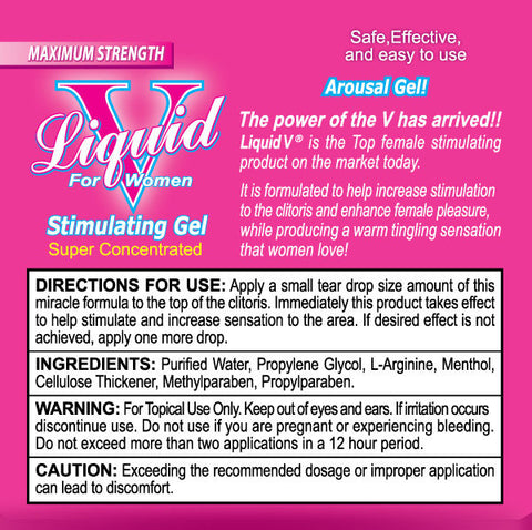 Liquid V Clitoral Stimulating Gel for Women 1 Packet Box Enhancers Female