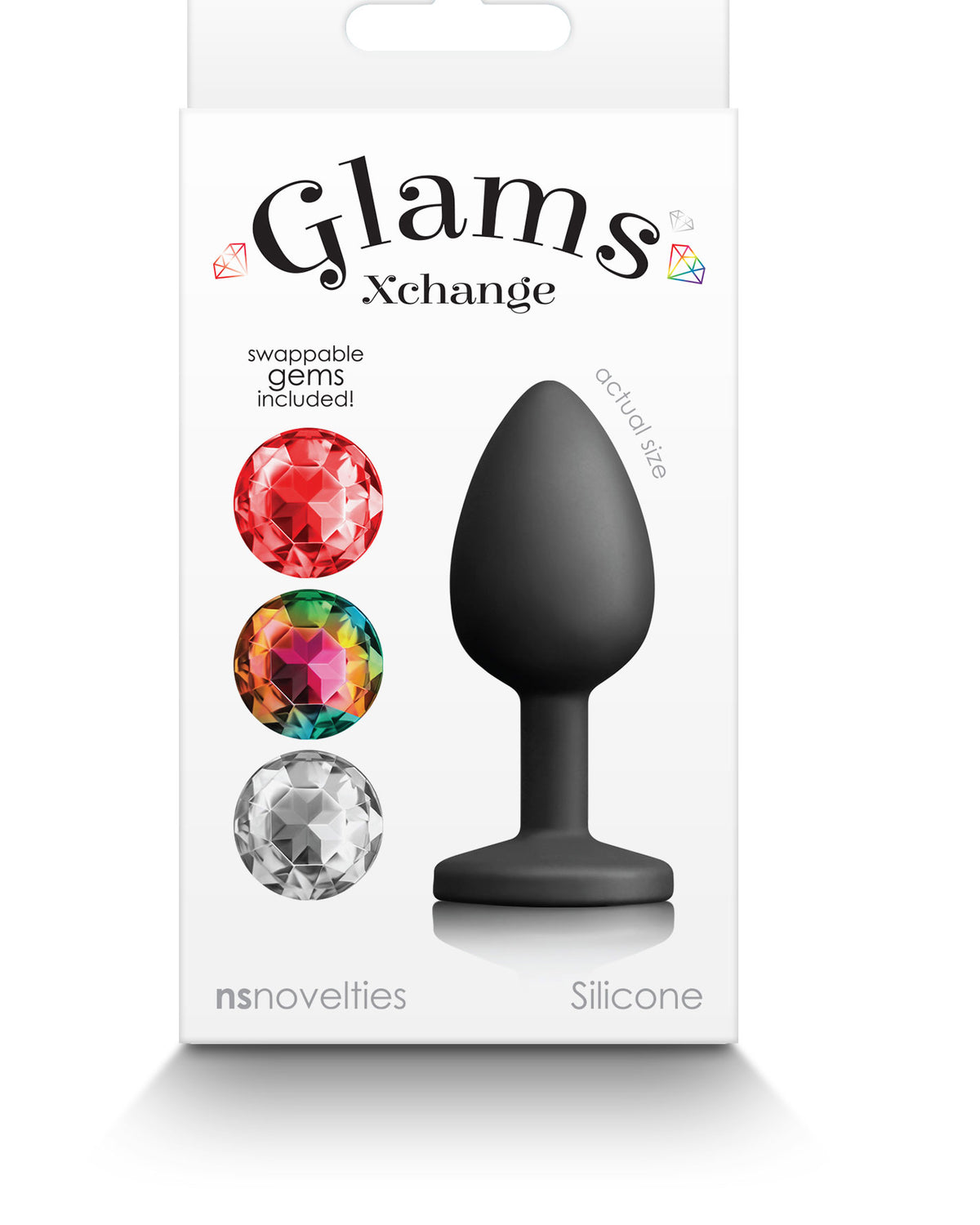 Glams Xchange Small 2.76 Inch Silicone Butt Plug with Interchangeable Gems > Anal Range > Jewel Butt Plugs