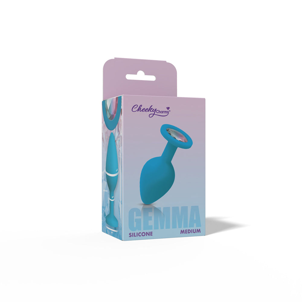 Gemma 3.16 Inch Clear Iridescent Teal Silicone Plug – Medium Anal Plug > Anal Range > Jewel Butt Plugs