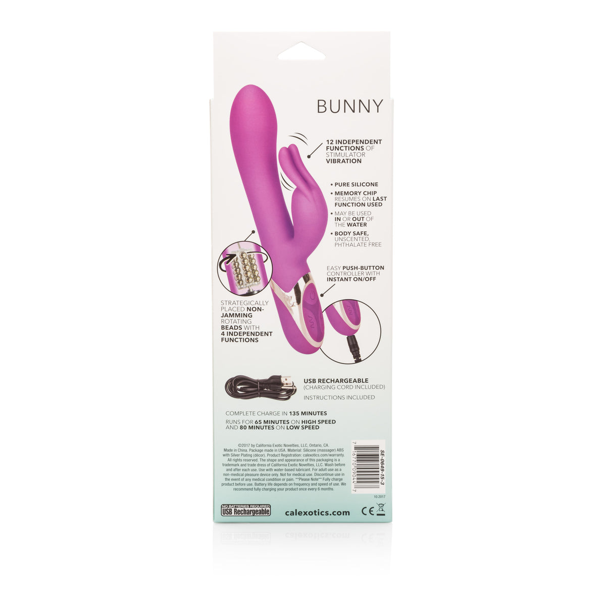 Enchanted Bunny Purple 7.5 Inch Silicone Intimate Massager Waterproof > Vibrators > Ladies > Rabbit