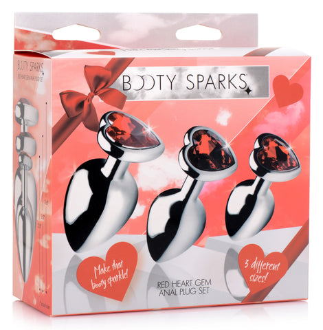 Red Heart Gem Anal Plug Set with Three Graduated Sizes > Anal Range > Butt Plug Kits