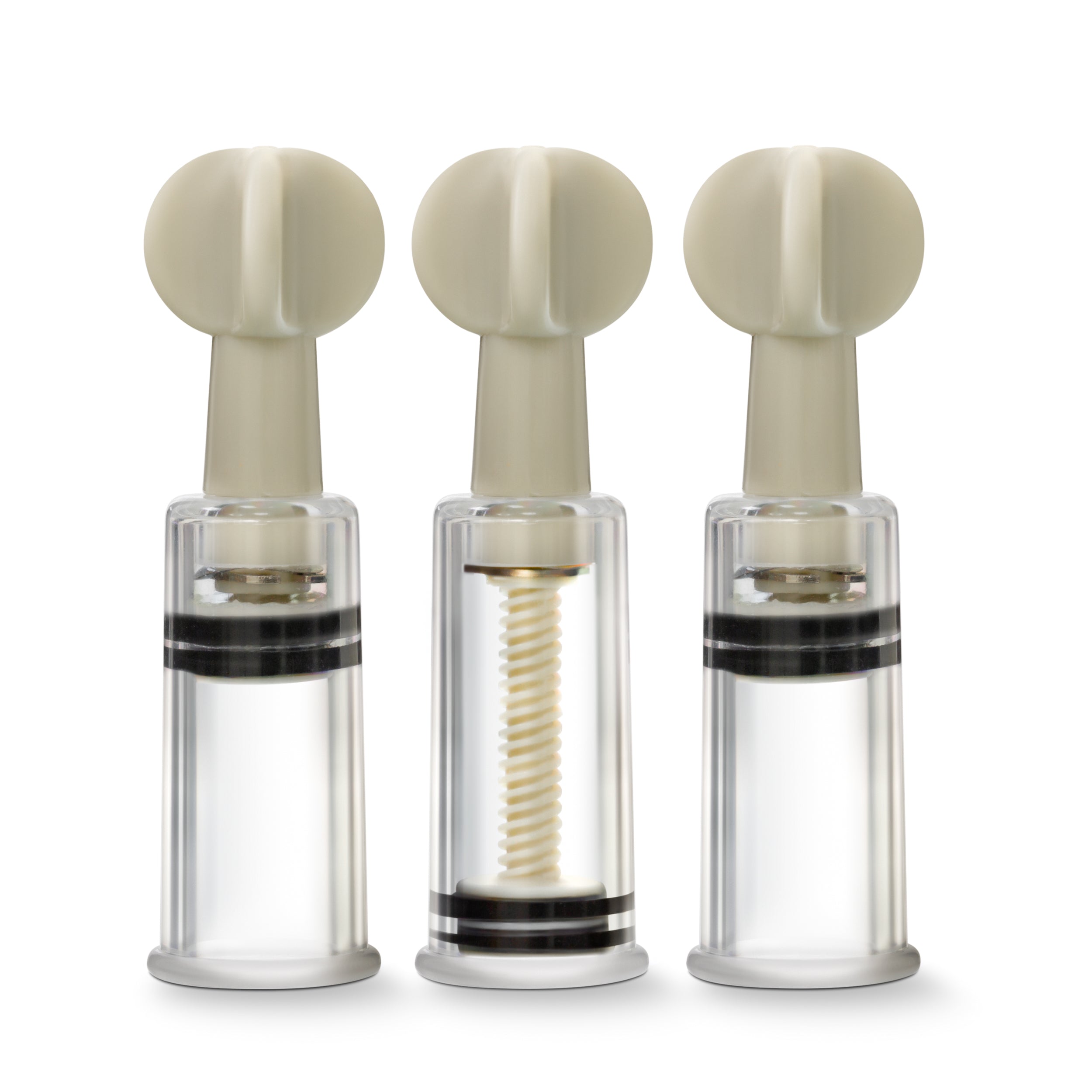 Temptasia Nipple and Clit Twist Suckers 3 Piece Set for Enhanced Sensitivity Clear PUMPS