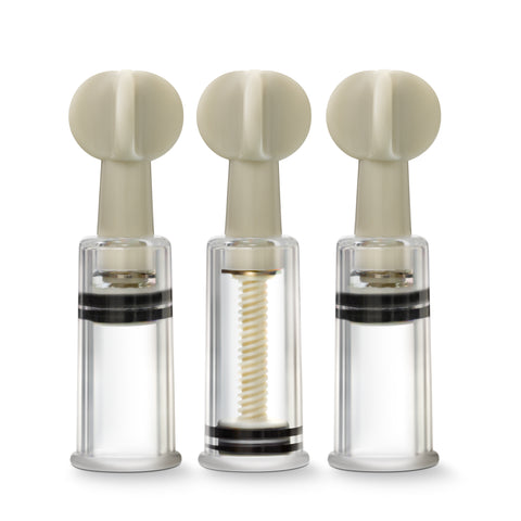 Temptasia Nipple and Clit Twist Suckers 3 Piece Set for Enhanced Sensitivity Clear PUMPS
