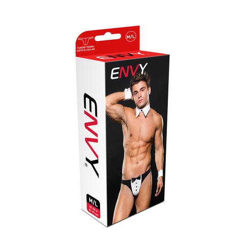 Envy Tuxedo with Cuffs and Collar M/L – Lingerie Set White M L > Clothes > Costumes > Mens