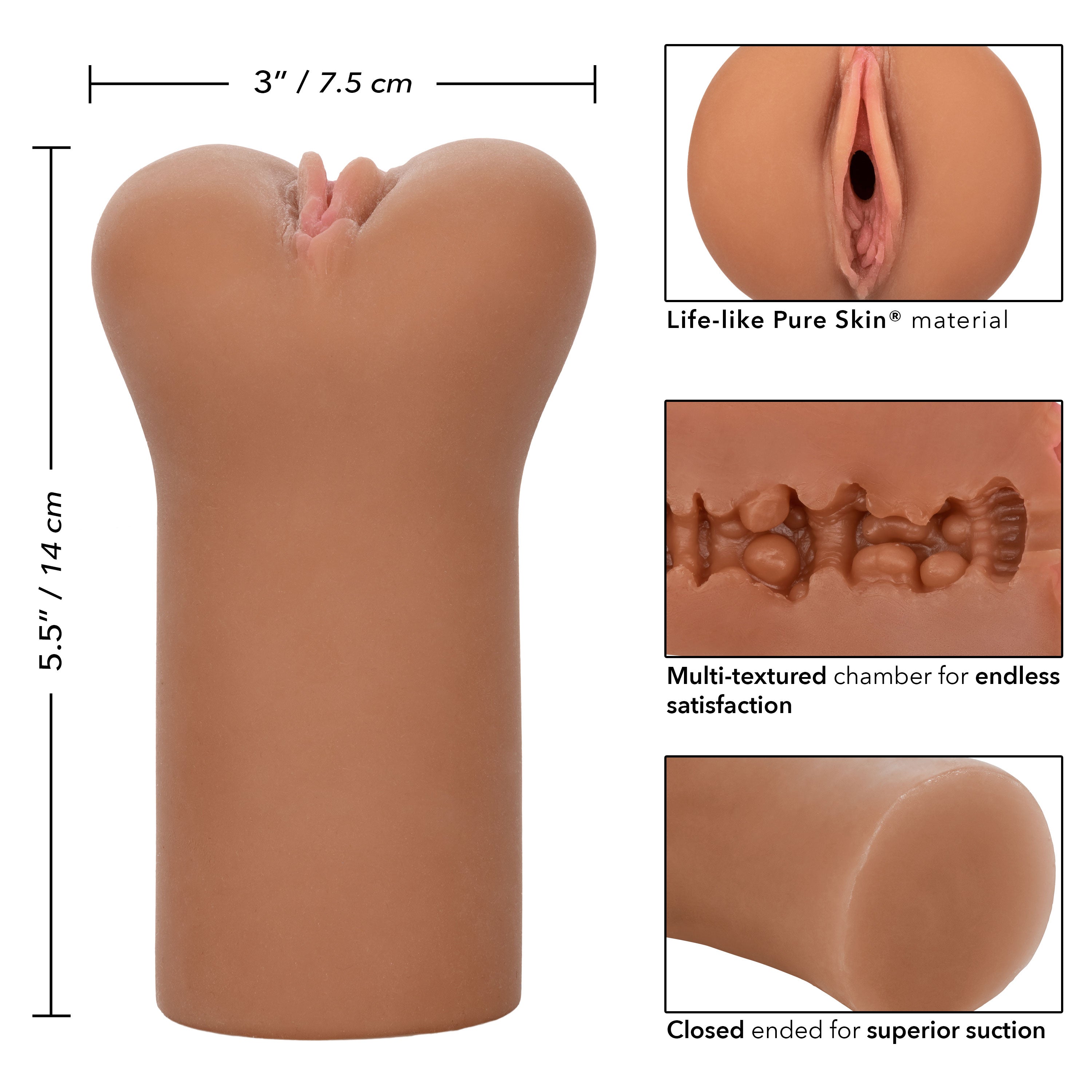 Boundless Vulva Masturbator Flesh Brown Strokers - Manual