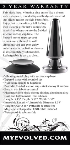 Advanced Black Chrome Metal Anal Plug with Suction Base Butt Plugs