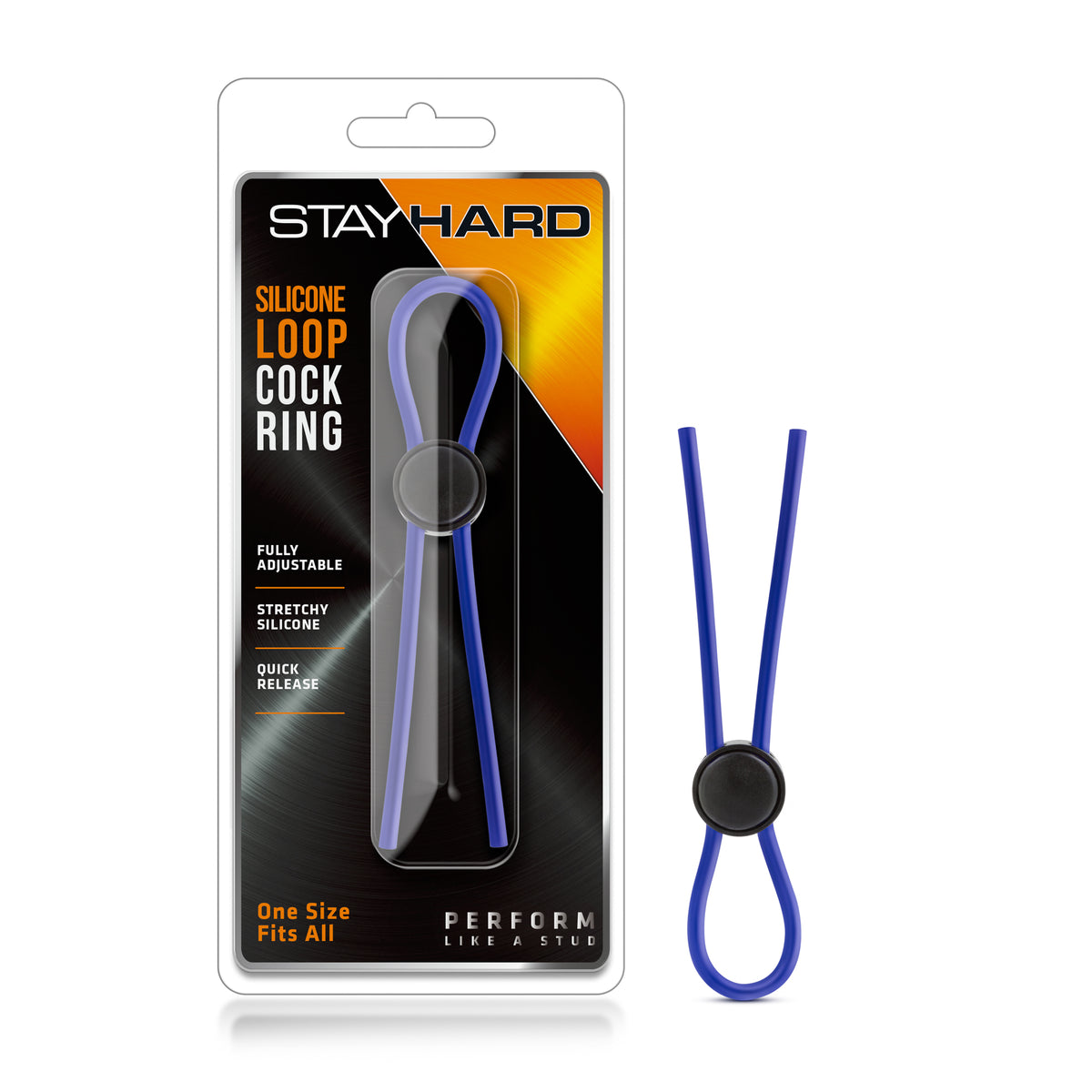 Stay Hard Silicone Loop Cock Ring in Blue Blue > Cock Ring > Adjustable