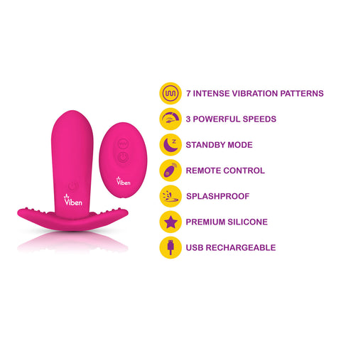 Intrigue Insertable Butterfly Panty Vibe - Hot Pink Panty Vibrators