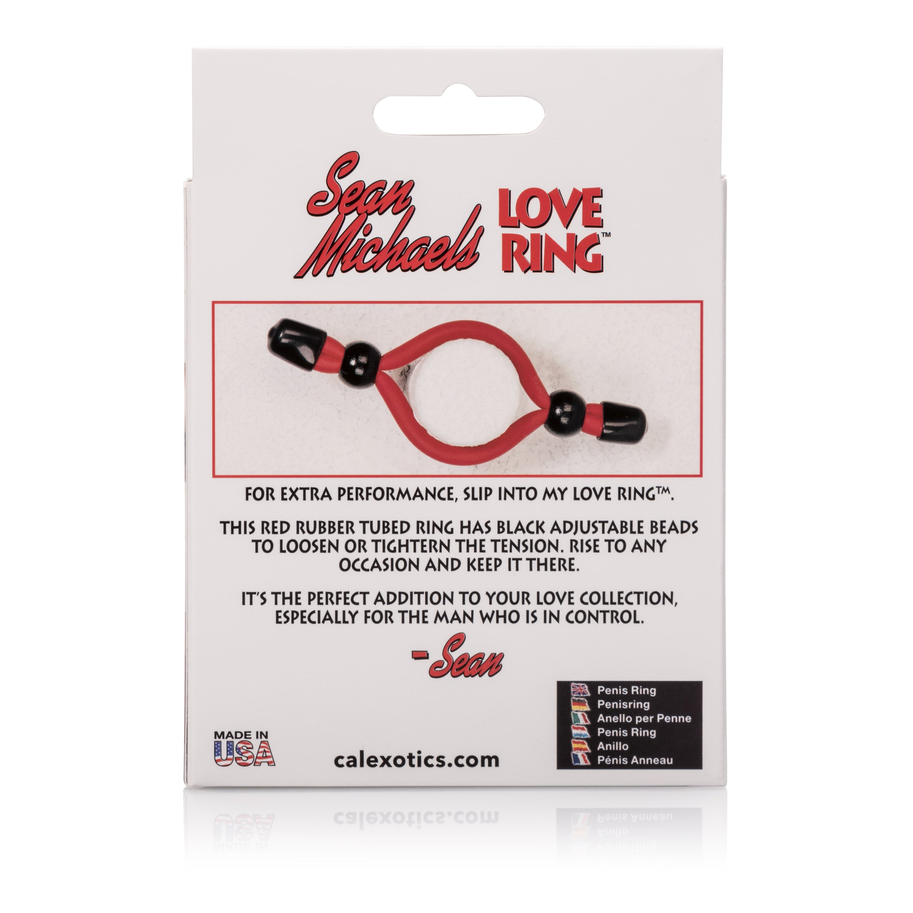 Sean Michaels Adjustable Love Ring Silicone Enhancer Red COCK RINGS