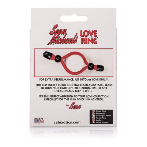 Sean Michaels Adjustable Love Ring Silicone Enhancer Red COCK RINGS