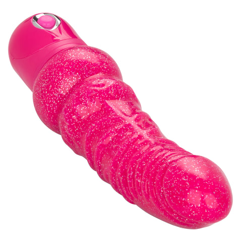 Naughty Bits Lady Boner Bendable Personal Vibrator Pink Glitter 10 Function Waterproof Vibrators