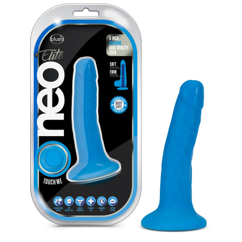 Neo Elite 6 Inch Dual Density Realistic Silicone Dildo Neon Blue DONGS