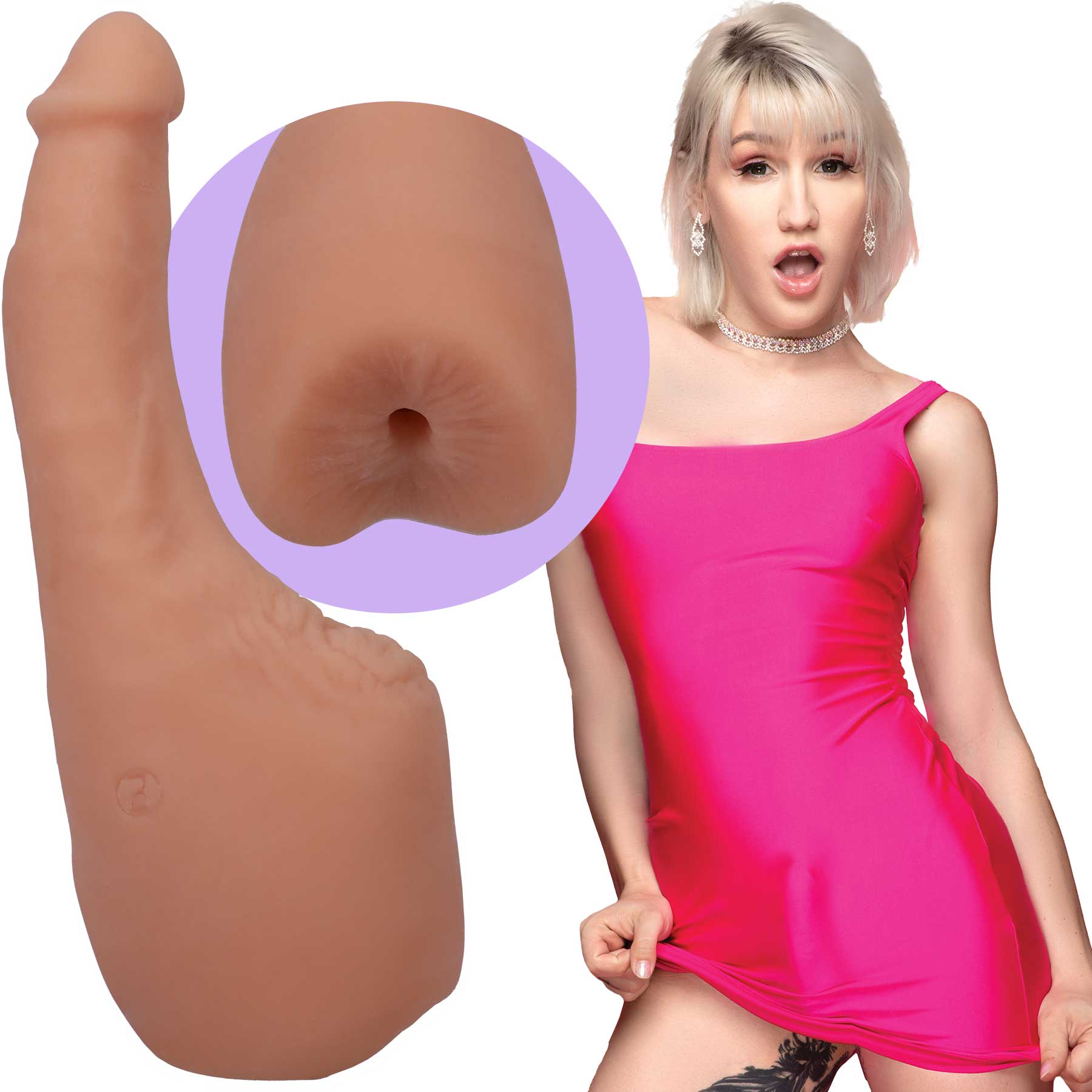 Signature Transgirl Lena Moon Ultraskyn 4.5 Inch Cock with Penetrable Ass > Dildos > Performer Replica Main image