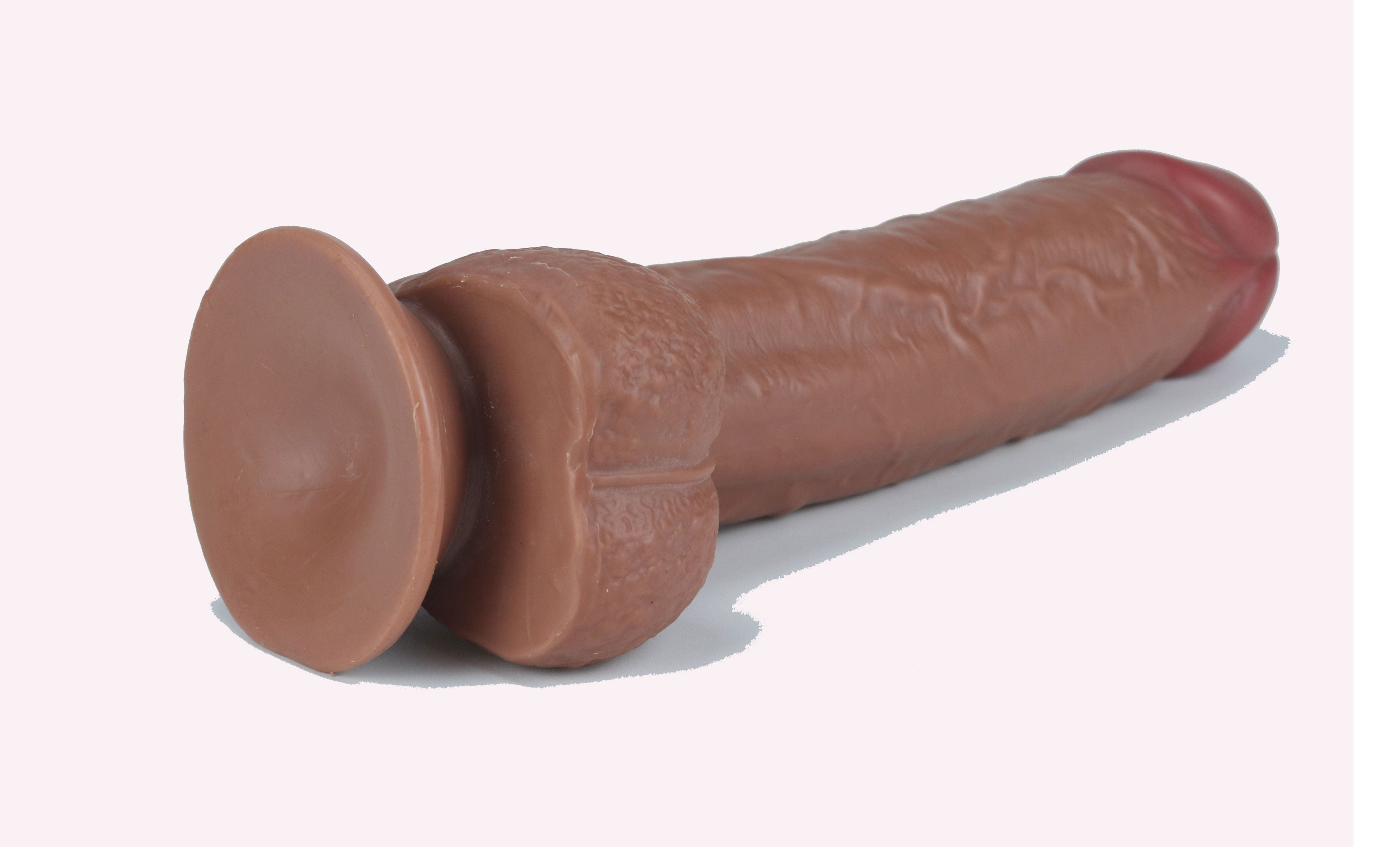 Get Lucky 9 Inch Bendable Real Skin Dildo in Dark Brown Dongs Realistic