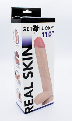 Get Lucky 11 Inch Realistic Tan Dildo with Bendable Skin Tan Dongs Realistic