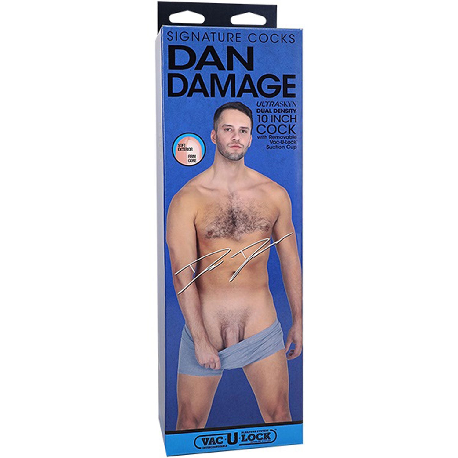 Signature Cocks Dan Damage 10 Inch Ultraskyn Dual Density Cock with Removable Vac-U-Lock Suction Cup Dongs Celebrity