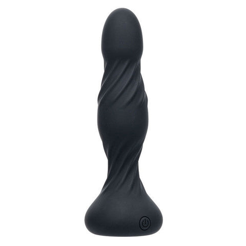Deep Swirl Black Anal Vibrator with Textured Swirling Ridges Anal Toys & Stimulators