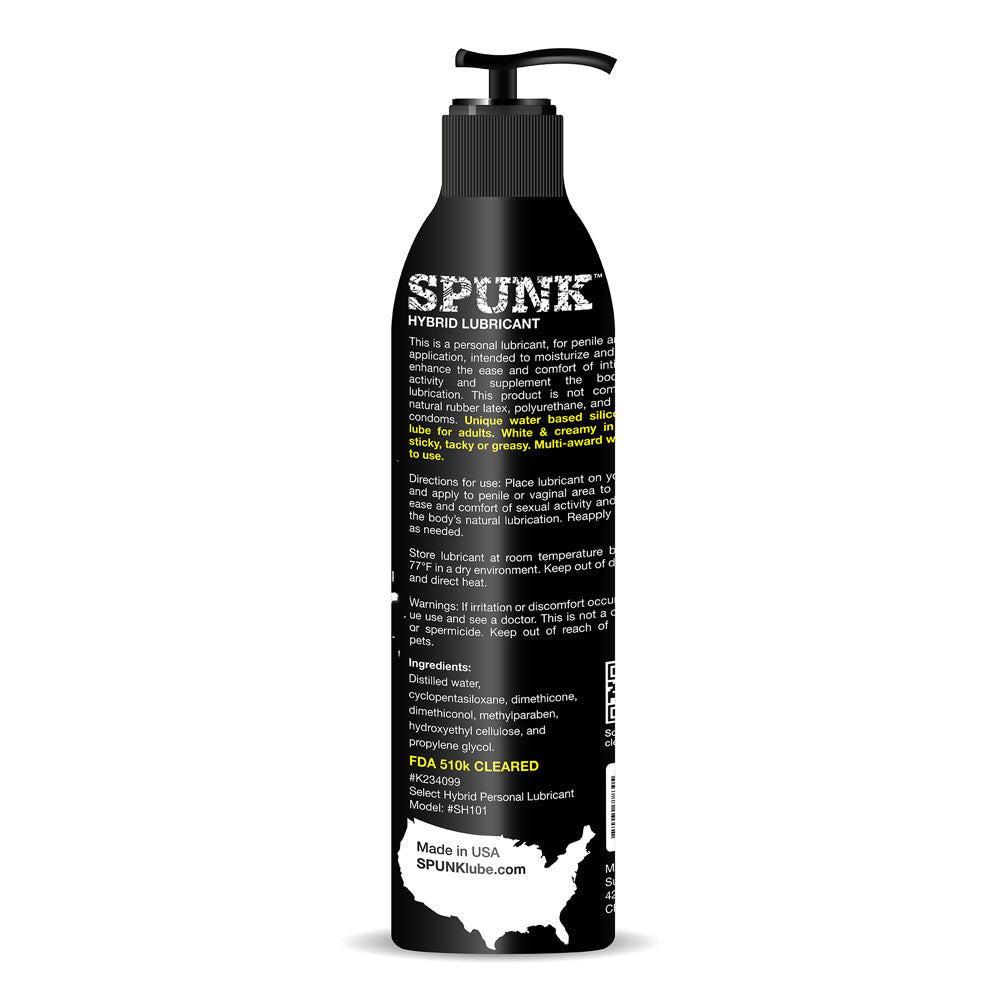 Spunk Hybrid Personal Lubricant Pump 8 Fl Oz Hypoallergenic Hybrid Lube