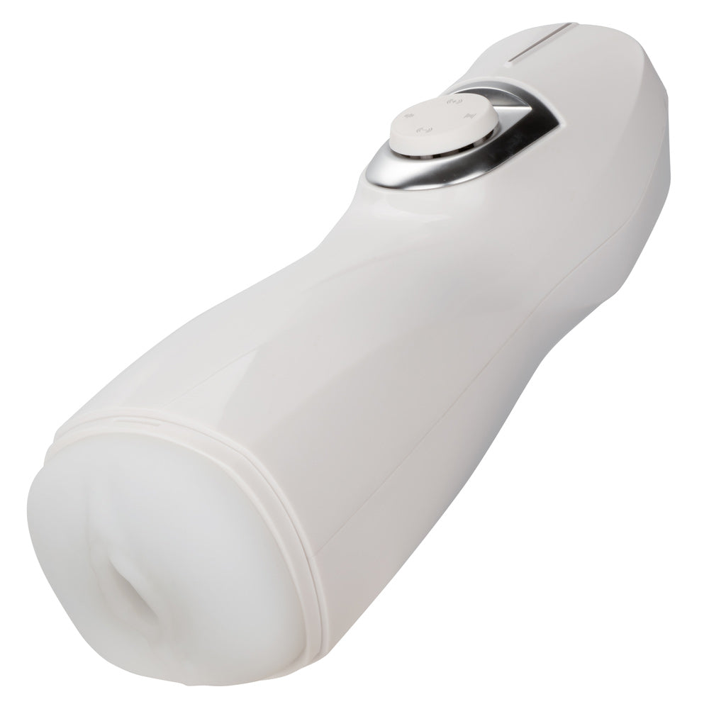 Optimum Power Lifelike Pulsar Stroker Rechargeable White Male Masturbator with Vibration and Suction Functions Strokers - Auto