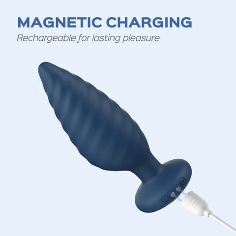 Noah App Controlled Rotating Anal Plug Vibrator in Blue Butt Plugs - Vibrating
