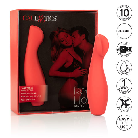 Red Hot Ignite Red Silicone Compact Clitoral Vibrator with 10 Intense Functions and USB Rechargeable Waterproof Design STIMULATORS