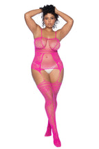 Ella Fishnet Body Stocking One Size Black Lingerie Bodysuit Pink Curvy Size > Clothes > Bodies and Playsuits
