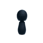 A dark navy blue personal massager with a textured spherical head and a smooth handle, featuring a debossed 'Yupo' logo on the lower part of the handle, set against a plain white background.