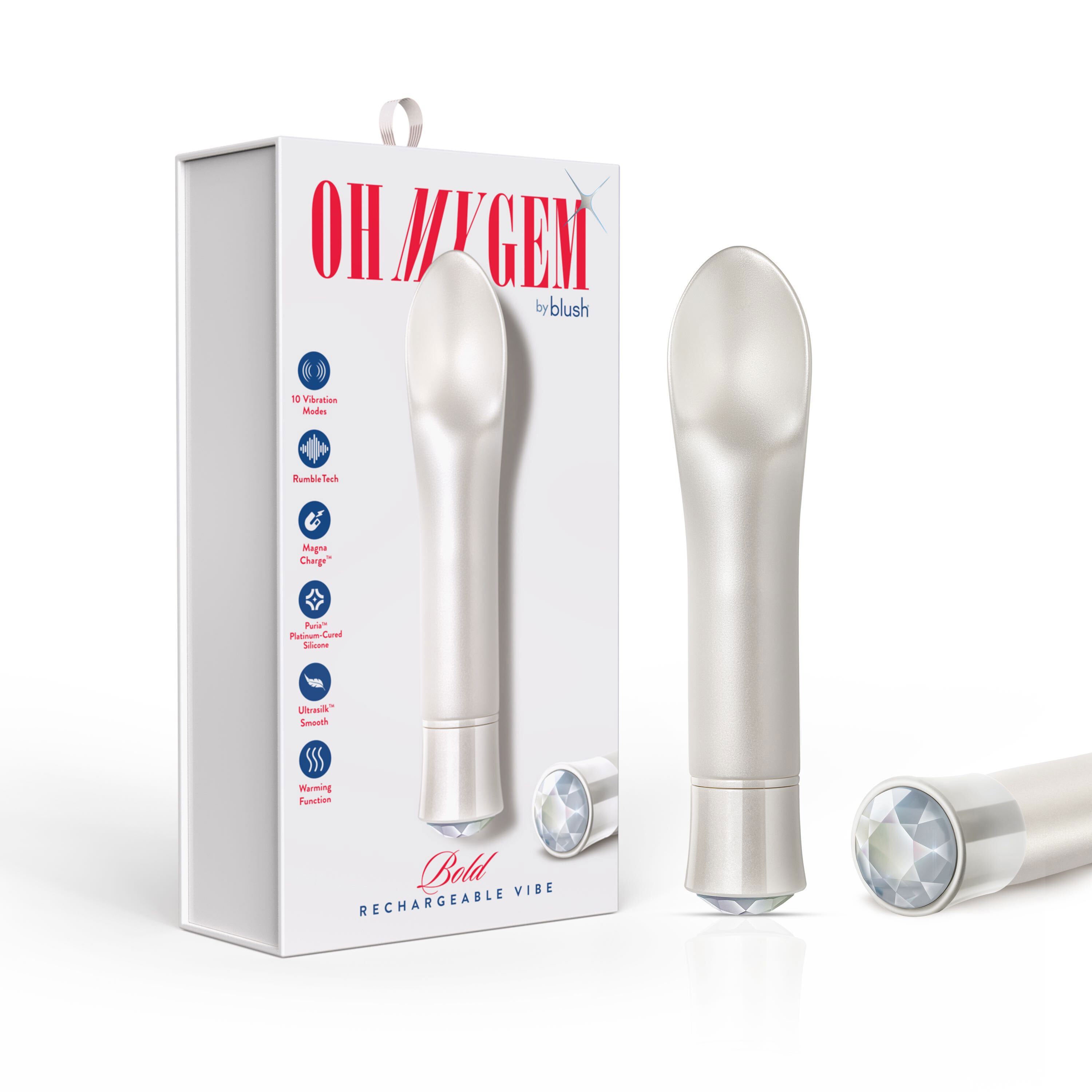 Oh My Gem Bold Diamond White Intimate Adult Pleasure Toy White Vibrators - G Spot