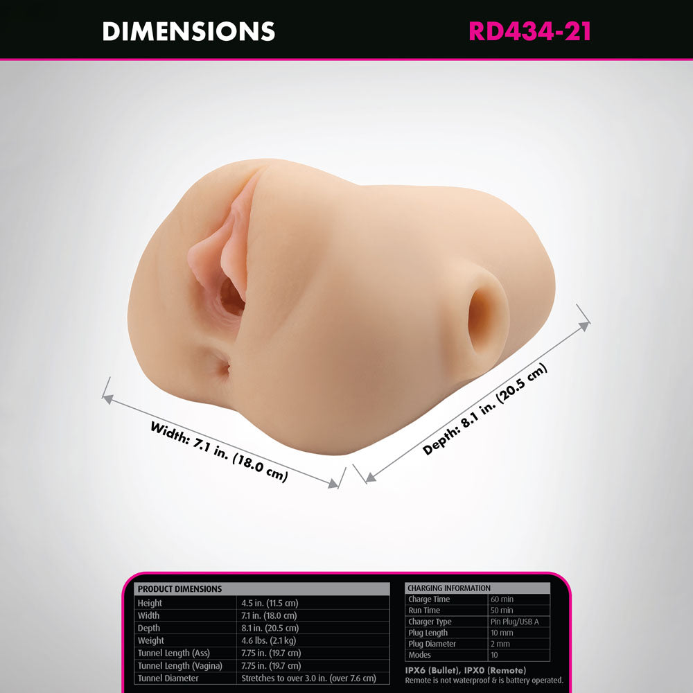 Pdx Plus Double Pounder Vibrating Squeeze Stroker Toy Light > Sex Toys For Men > Masturbators > Manual