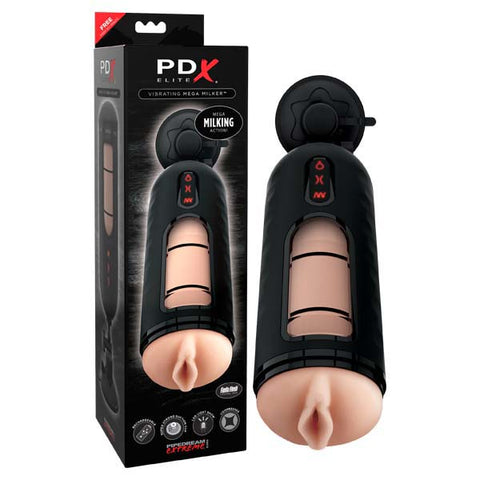 Pdx Elite Vibrating Mega Milker Rechargeable Powered Stroker Beige Strokers - Auto