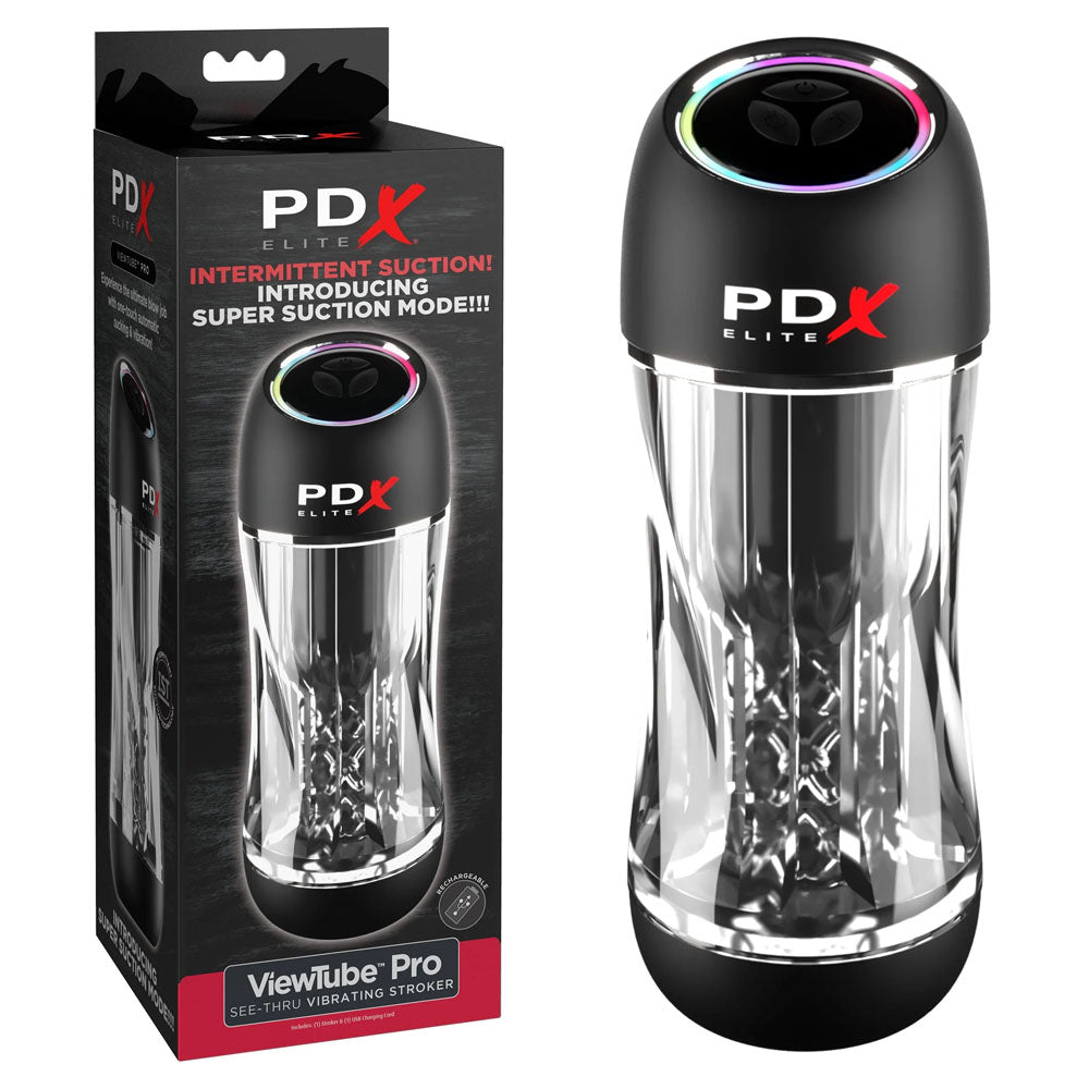 PDX Elite ViewTube Pro Suction Stroker Male Masturbation Toy Clear Strokers - Auto
