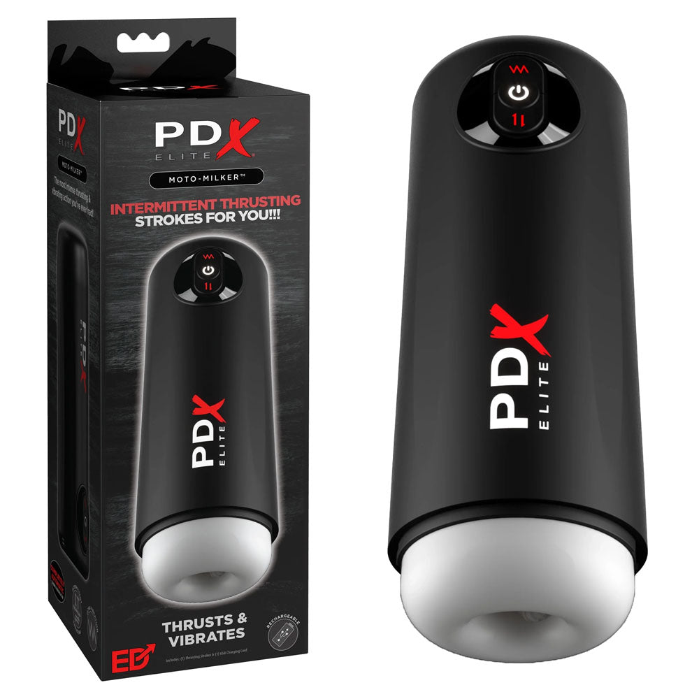 Pdx Elite Moto Milker Suction Stroker Black Strokers - Auto